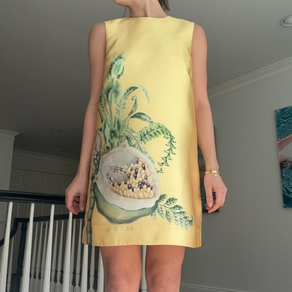 Alemais Yellow Tropical Print Mini Shift Dress - Picture 4 of 5